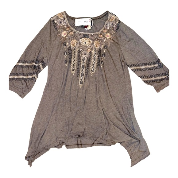 Tunique Blouse Femme One Clothing, Col V, Vert Olive, Manches Longues, Taille M